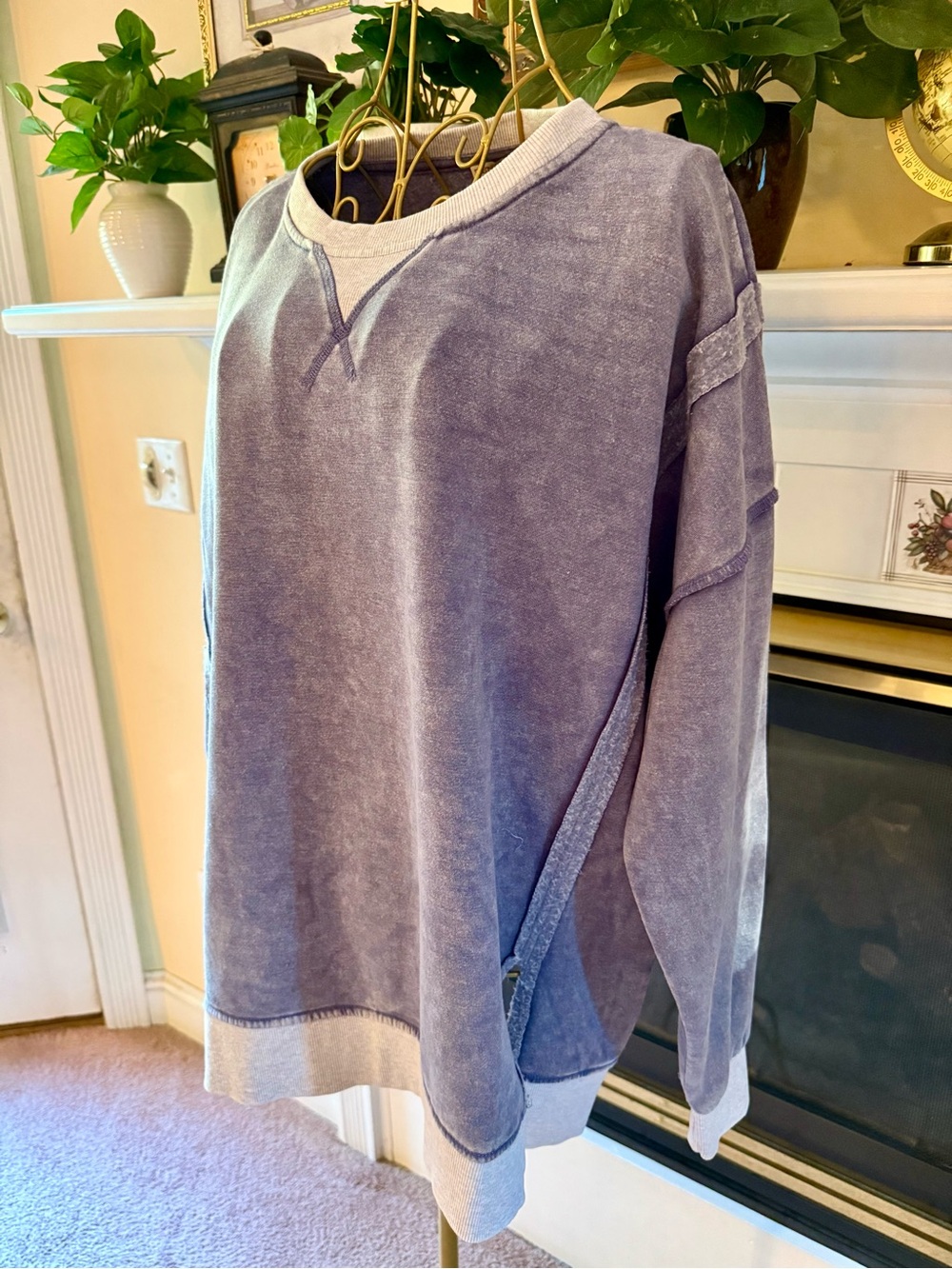 Zenana large fleece Lavender Pullover Sweatshirt - Women Tops new - Picture 6 of 9